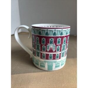 Fortnum & Mason Piccadilly Mug Cup Christmas Bone China Aqua Burgundy White